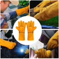 thumbnail image 4 of Leather Cowhide Work Gloves Heat-proof Metal Welding Protector Soldering Welding Gloves Tools, 4 of 5