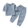thumbnail image 1 of Birdeem Chemises pour Filles Mode Filles et Garçons Hauts Décontractés à Manches Longues Col Rond Col Bouton Ensembles de Pantalons Longs Unis, 1 of 12
