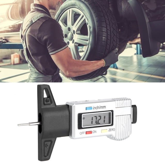 Wheel Thread Depth Gauge 0~25.4mm/1in Car Tyre Thread Depth Meter Tyre Thread Depth Gauge Multiple Purpose LCD Digital Tire Depth Gauge for Cars,Trucks, Motorcycles