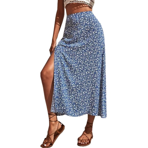 Floral Midi Skirt For Women By Women's Printed Maxi Skirt Bohemian Style Long Flowy Skirt under Skirt Shorts Western Skirts for Women Mini Crib Skirt Long Pleated Skirts for Women Poodle Skirts for