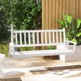 thumbnail image 4 of Gymax 5FT Wooden 3-Person Porch Swing Chair w/ Adjustable Galvanized Metal Chains White, 4 of 9
