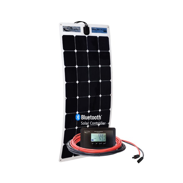 Go Power Solar Kit Solaire GP-FLEX-110 Flex; Courant de Charge 110 Watts/6,31 Amp; Panneau Solaire Monocristallin Flexible; Montage Adhésif Ou à Vis
