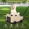 thumbnail image 4 of Poussette mini Pliable pour Chien, Équipée d'Une Corde de Sécurité, d'Un Panier de Rangement et d'Un Coussin de Siège Intégré, avec Poignée Rétractable, Convient aux Voyages, au Magasinage, à la Marche et aux Jeux, 4 of 9
