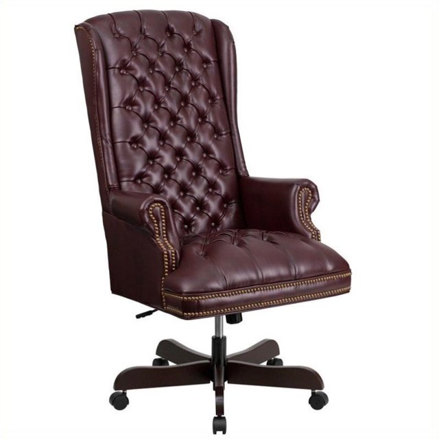 Scranton & Co Traditional Upholstered Executive Office Chair in Burgundy