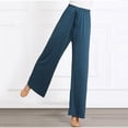 thumbnail image 4 of Diufon Straight Pants for Women Elastic High Waist Drawstring Pants Cotton Solid Color Lounge Wide Leg Pants, 4 of 7