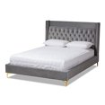 thumbnail image 1 of Bowery Hill Tufted Velvet Fabric Platform Queen Bed in Dark Gray, 1 of 1