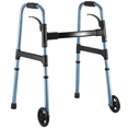 thumbnail image 1 of MaxKare Déambulateur Pliant avec Roues, Hauteur Réglable 30,5 Pouces-37,5 Pouces, Capacité de Charge 300 Lb, Léger pour Aîné, Bleu, 1 of 9