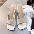 thumbnail image 2 of yulier Womens Heeled Sandals Square Toe Single Strap Open Toe Slip On Mules Slide Sandals Stiletto Heels, 2 of 5