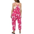 thumbnail image 3 of Girls Jumpsuit Bow Print Jumpsuits Rompers for Girls Spaghetti Strap Overalls with Side Pockets Girl Clothes 7-8 Y, 3 of 5