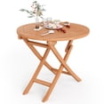 thumbnail image 1 of Costway Table à Manger Rond Pliant de Patio 31,5 Pouces en Teck d'Indonésie Naturel pour l'Extérieur, Portable, 1 of 10