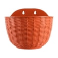 thumbnail image 2 of CaiYueKe Large Rattan Textured Semi Circular Wall Mounted Plastic Planter Hanging Flower Pot for Indoor Outdoor Home Garden Decor Decorative Plant Holder Basket for Balcony Patio, 2 of 7
