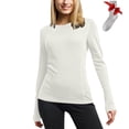 thumbnail image 2 of Yuyuzo Chandails à Manches Longues pour Femmes, Couche de Base Thermique Légère, T-Shirts à Col Rond, Hauts Chauds et Confortables avec Chaussettes, 2 of 7