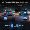 thumbnail image 4 of REDTIGER A8 Dash Cam Front and Rear, with AI-Powered Driver Assistance, 3.18" IPS Touch Screen 4K Car Camera,include 64GB Card, Built-in GPS, Super Night Vision, 24H Parking Monitor, G-Sensor, 4 of 12