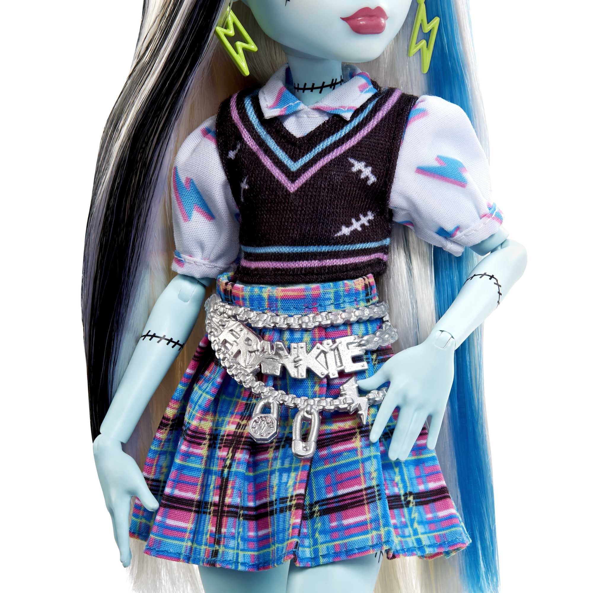 Monster High Doll, Frankie Stein with Pet, Blue and Black Streaked Hair