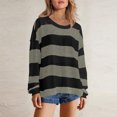thumbnail image 1 of Styesk Chemises à Manches Longues pour Femmes Chemise Rayée Tendance Ample Col Rond Tunique Décontractée Patchwork Douce Légère Chandail en Molleton, 1 of 7