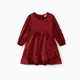 thumbnail image 2 of PatPat Tenues Assorties Rouges pour la Famille Robe en Satin Soyeux à Longues Manches Bouffantes Ou Chemise à Carreaux, 2 of 7