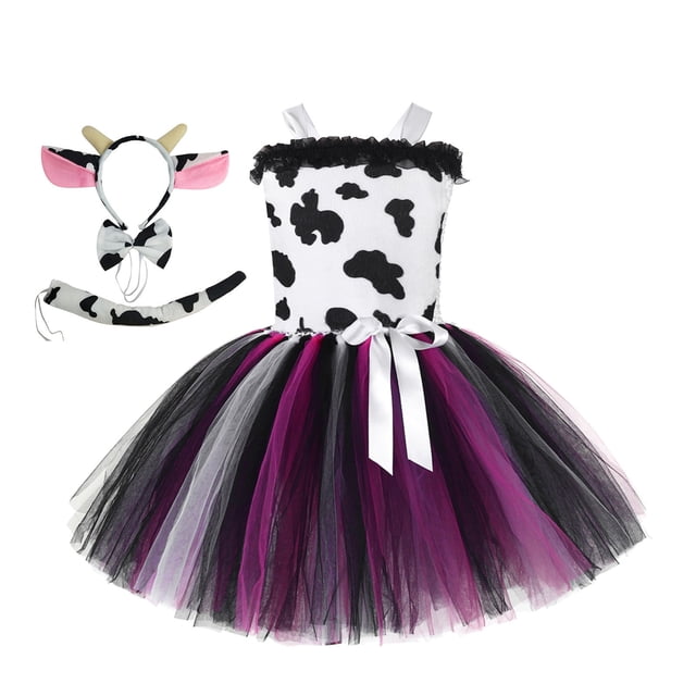 FhsagQ Robe pour Filles, Petites Filles, Mode, Sans Manches, Design Animal, Robe de Soirée de Fête, Performance pour Enfants, Vêtements, Robes de Pâques pour Filles, Formelle, Deux Couleurs, Violet, 3-4 Ans