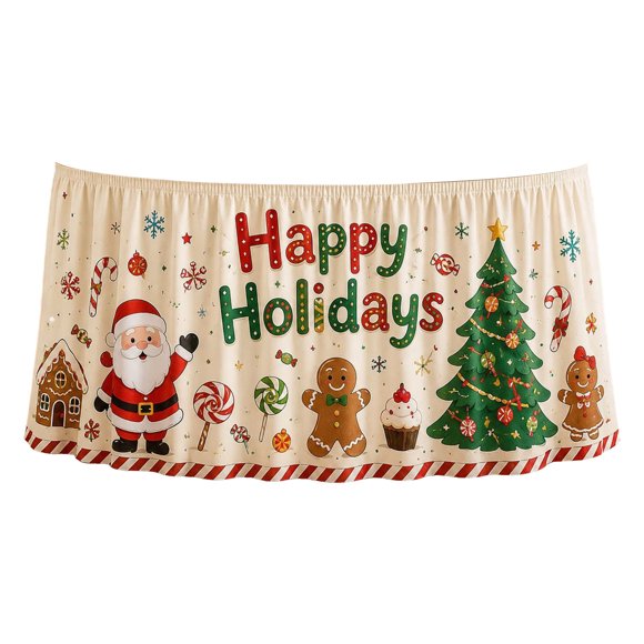 Jupe de Table de Noël Couvre-Table des Fêtes Nappe Festive pour Table à Manger Fête Maison Décoration de Noël