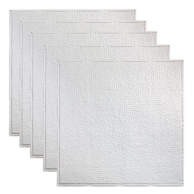 Great Lakes Tin Chicago Matte White 2ft x 2ft Nail Up Ceiling Tiles (5 Pack)