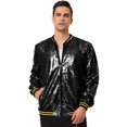 thumbnail image 2 of INSPIRE CHIC Blouson Bomber à Paillettes à Fermeture Éclair à Manches Longues pour Homme Noir P, 2 of 6