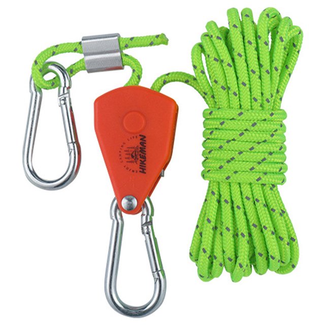 jinwen Pulley Ratchet Rope Hanger Fixed Buckle for Heavy 4mm 4m Light Green