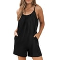 thumbnail image 1 of AherBiu Wide Leg Short Jumpsuits for Women Sleeveless Spaghetti Strap Summer Boho Rompers with Pockets, 1 of 7
