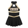 thumbnail image 4 of vastwit Tenue d'Uniforme de Cheerleading pour Filles Sans Manches Robe à Imprimé de Lettres Costume de Performance de Danse Noir 10, 4 of 7