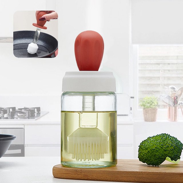 TIMIFIS Mixing Cup Brush Oil Bottle Home Kitchen High Temperature Quantitative Glass Oil Bottle Barbecue Baking Special Food Grade Oil Brush Apartment Essentials