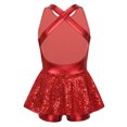 thumbnail image 2 of Miaeowve Justaucorps à Paillettes Brillantes pour Filles, Jupe Croisée dans le Dos, Robe de Danse Ballet pour Danse Jazz Moderne, Rouge 10, 2 of 7
