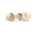 thumbnail image 4 of BLISSFUL STEP Women's Shoes Kitten Heel Open Toe Cross Straps Adjustable Ankle Strap Sandals Beige 6.5, 4 of 8