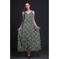 thumbnail image 3 of Bimba Rayon Leaves Printed Spaghetti Strap Sleeveless Womens Cami Maxi Slip Swing Dress-XSmall, 3 of 4