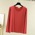 thumbnail image 2 of MeetoTime T-Shirts à Col Rond à Manches Longues pour Femmes Camisoles Confortables T-Shirts Doux de Couleur Unie sous-Vêtements, 2 of 6