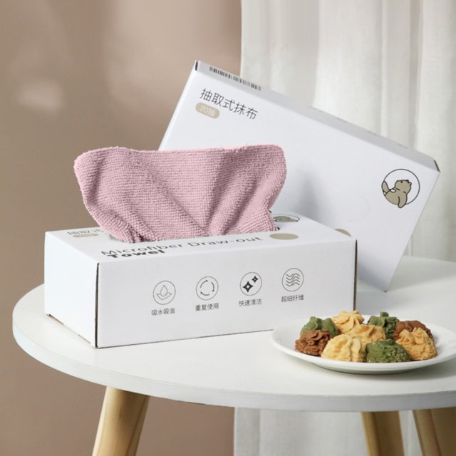 Oleegame 1PC Ten Dollar Items Reusable Microfiber Cleaning And Drying Wipes With Dispenser Box Pack Of 20 Pink