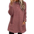 thumbnail image 1 of LUXUR Women Fuzzy Fleece T Shirt Loose Work Tops Dark Pink S, 1 of 2