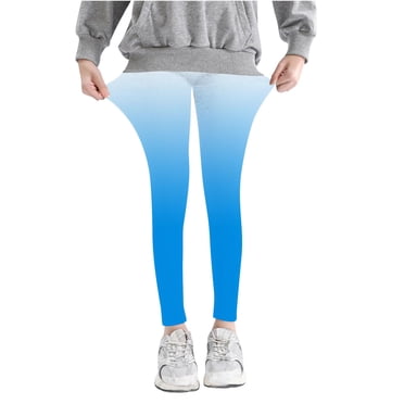 Swstbby Summer Savings Clearance! Girls Leggings, Girls Printed Pants High Waist Stretchy Soft Tights Kids Summer Leggings Light Blue 7-8 Years