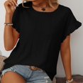 thumbnail image 4 of AherBiu T-Shirts pour Femmes Tendance Col Rond Manches Courtes T-Shirts Décontractés d'Été Plissés T-Shirt Uni Hauts, 4 of 7