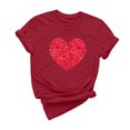 thumbnail image 2 of Meichang T-Shirts de la Saint-Valentin pour Femmes Hauts Mignons Imprimé Cœur Hauts Mignons Col Rond Manches Courtes Décontracté T-Shirts de Vacances Saint-Valentin, 2 of 6