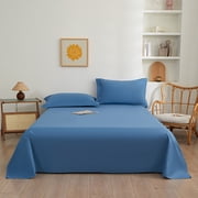 Danhjin Fiber Bed Sheet Solid Color Ease Friendly Washable Sheets A Pair of Pillowcases Comforter Set