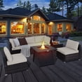 thumbnail image 1 of Gymax 7PCS Rattan Patio Sectional Furniture Set w/ 30'' Fire Pit Table & Off White Cushion, 1 of 6