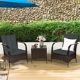 thumbnail image 4 of Costway 3 PCS Patio Rattan Furniture Set Coffee Table & 2 Rattan Chair W/Gray Cushions, 4 of 10