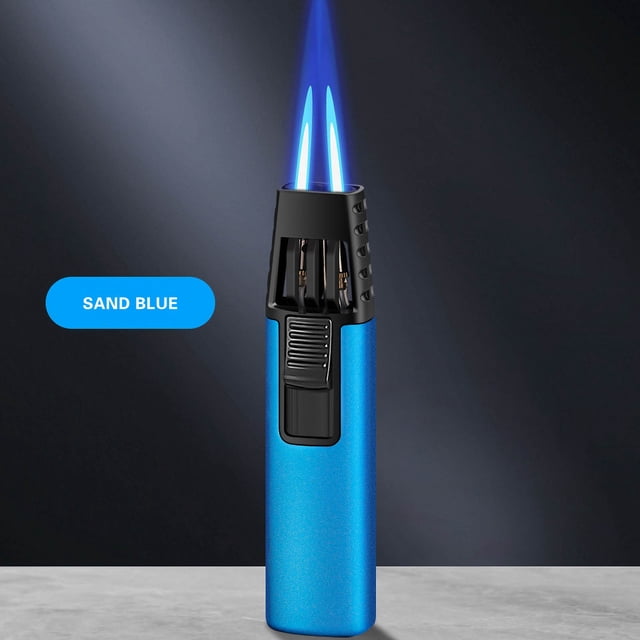 RYRDWP Windproof Straight Torch Blue Flame Lighter Butane Torch Turbine Torcher Inflatable Gas Windproof Lighter Refillable Butane Lighter For Outdoor BBQ Baking