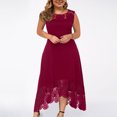thumbnail image 1 of Robes pour Femmes 2024 Été Oversize Décontractée Couleur Unie Col Rond Aguichant Dentelle Sans Manches Ample Robe Chandail 50 % de Rabais Liquidation!, 1 of 7