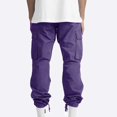 thumbnail image 4 of CHOK Men Flap Pocket Drawstring Elastic Waist Cargo Pants Straight-Fit Casual Pants Solid Trousers Relaxed Plus Size Long Pant, 4 of 9