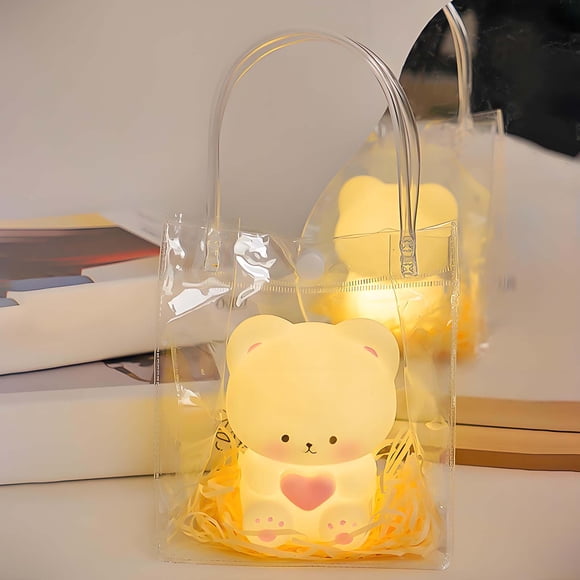 Fridja Gifts for Men Creationary 's Day Bear Nightlight Lovely Bedroom Vibes Light Kneading Music Glowing Enamel Light Prezzie for Girlfriend Qixi