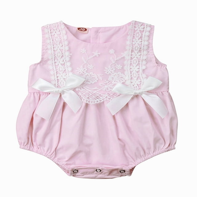 Baby Girls Sleeveless Ruffle Lace Romper