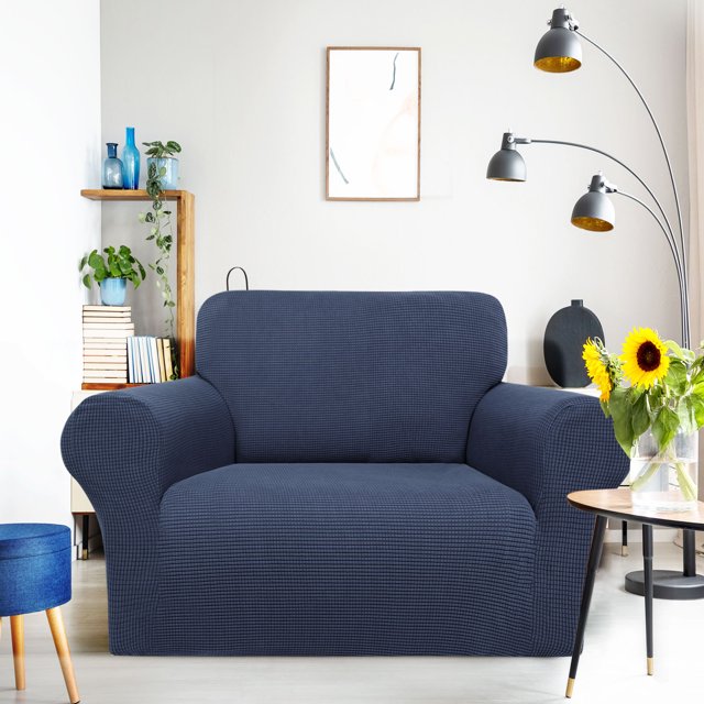 PiccoCasa Housse Extensible pour Sofa, Lavable, Housses de Meubles pour Chiens, Bleu Marine, Petit
