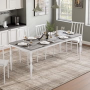 Ourlova 78 Inch Rectangular Dining Table for 8 Rustic Farmhouse Kitchen Table with Large Tabletop Long Wooden Dining Room Table with Heavy Duty Legs Grey