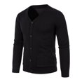 thumbnail image 1 of Mens Button Solid V Neck Slim Fit Warm Sweater Cardigan Coat, 1 of 5