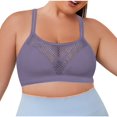 thumbnail image 1 of Hontri Women's Solid Color Underwire Bra - Large Size Hollow Sports Purple M, 1 of 8