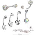thumbnail image 4 of 9 Pieces Fashion Belly Button Rings Belly Rings Navel Jewelry Jewelry Curved with Crystal Belly Bars 9pcs, 4 of 8